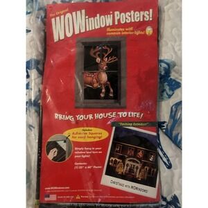 Vintage New WOWindow Poster Christmas Window Decor Dashing Reindeer